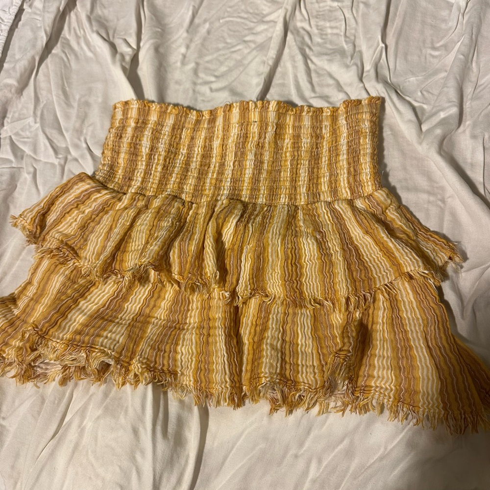 Aerie Yellow and White Bubble Mini Skirt